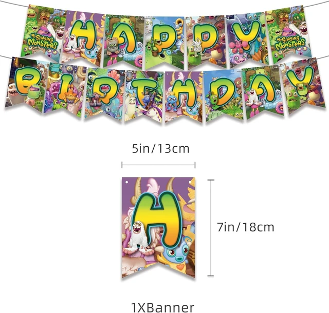 Alt view image 10 of 14 - Monster Theme Birthday Party Supplies Includes Cupcake&Cake Topper-Happy Birthday Banner-Background-Balloons-Invitation Card for Kids Monster Party Decoration