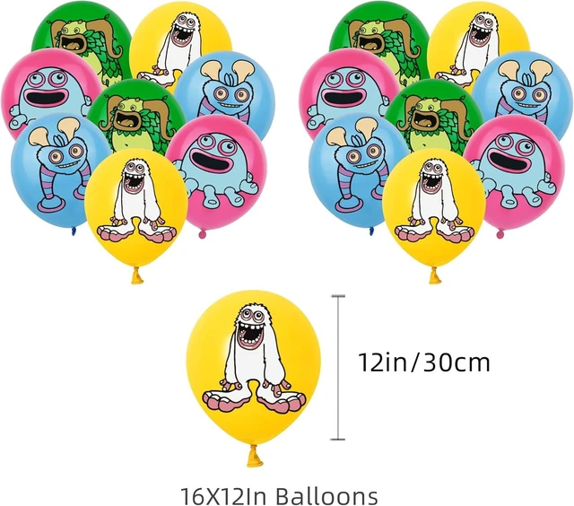 Alt view image 13 of 14 - Monster Theme Birthday Party Supplies Includes Cupcake&Cake Topper-Happy Birthday Banner-Background-Balloons-Invitation Card for Kids Monster Party Decoration