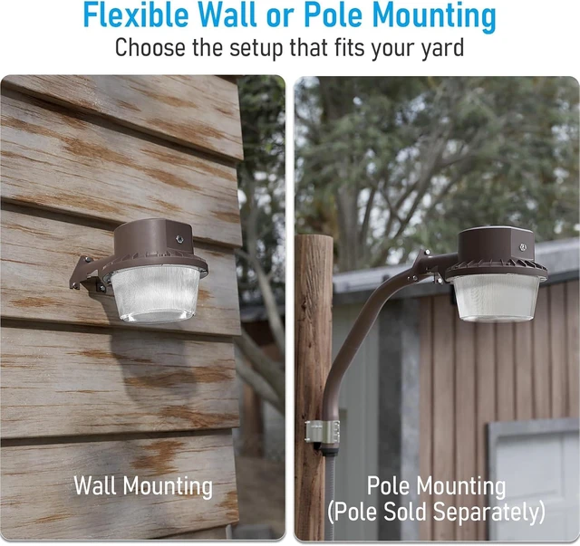 Alt view image 10 of 14 - TORCHSTAR LED Barn Light Dusk to Dawn Area Lights Aluminum 5000K Bronze | Outdoor Security Flood Lighting with Photocell, ETL & FCC Listed, IP65 Waterproof, 110-277V, Garage, Yard