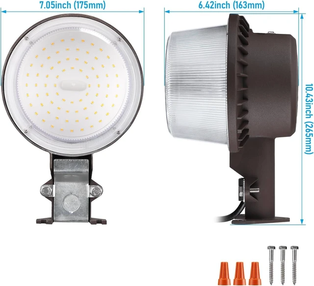 Alt view image 14 of 14 - TORCHSTAR LED Barn Light Dusk to Dawn Area Lights Aluminum 5000K Bronze | Outdoor Security Flood Lighting with Photocell, ETL & FCC Listed, IP65 Waterproof, 110-277V, Garage, Yard
