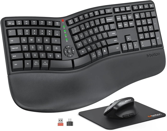 Alt view image 8 of 14 - MEETION Ergonomic Keyboard and Mouse Combo, Split Design, Vertical Mouse