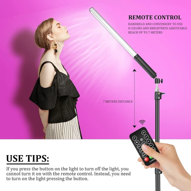 Alt view image 9 of 14 - LUXCEO RGB LED Photography Lighting Portable Wand Handheld LED Video Light 1000 Lumens CRI 95+ USB Rechargeable with Remote Control, Carry Bag, Adjustable Color Temperature 3000K-6000K and 36 Colors