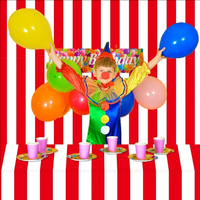 Alt view image 13 of 14 - 100Ft Long Tablecloth Roll Red and White Striped Tablecloth Carnival Circus Tent Party Supplies Halloween Christmas Plastic Picnic Table Cover for Birthday Party Circus Backdrop Banner Decoration