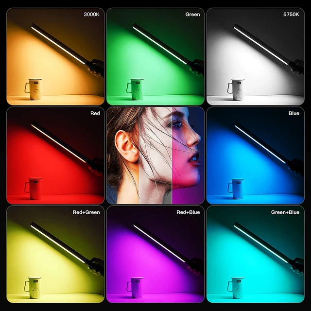 Alt view image 13 of 14 - LUXCEO RGB LED Photography Lighting Portable Wand Handheld LED Video Light 1000 Lumens CRI 95+ USB Rechargeable with Remote Control, Carry Bag, Adjustable Color Temperature 3000K-6000K and 36 Colors