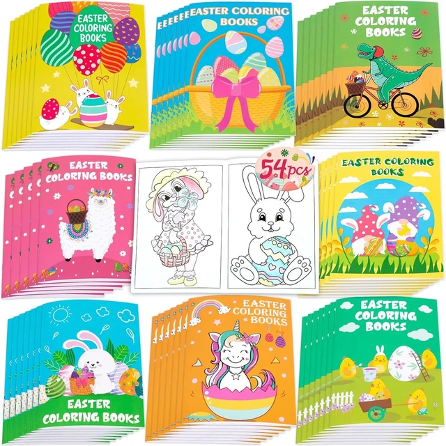 Alt view image 8 of 14 - 90shine 54PCS Easter Coloring Books for Kids-Egg Basket Stuffer Gifts Party Favors Class Activity Supplies Decorations
