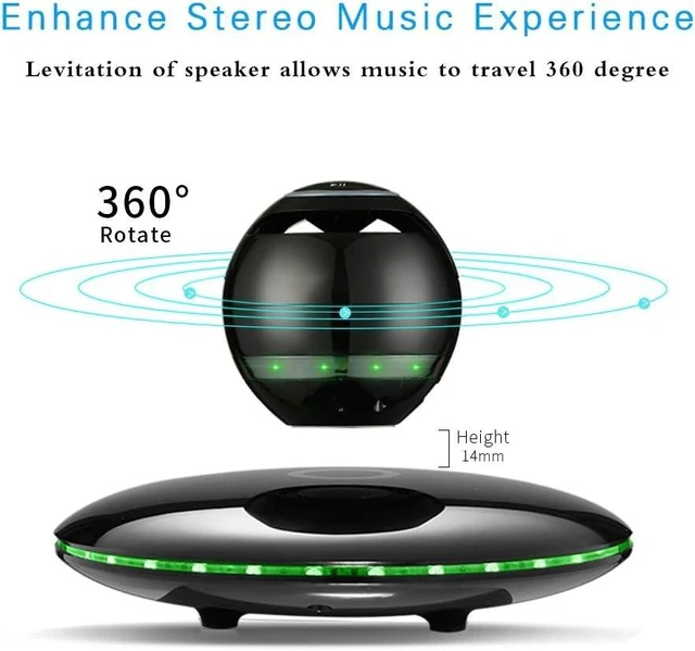 Alt view image 8 of 12 - Infinity Orb Magnetic Levitating Speaker Bluetooth 4.0 LED Flash Wireless Floating Speakers with Microphone and Touch Buttons (Black)