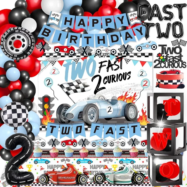 Alt view image 6 of 10 - 2 Fast Birthday DecorationsTwo Fast 2 Curious Racing 2nd Birthday Decorfor Boys Girls 2nd Bday Racing Themed Car Decoration Party Supplies