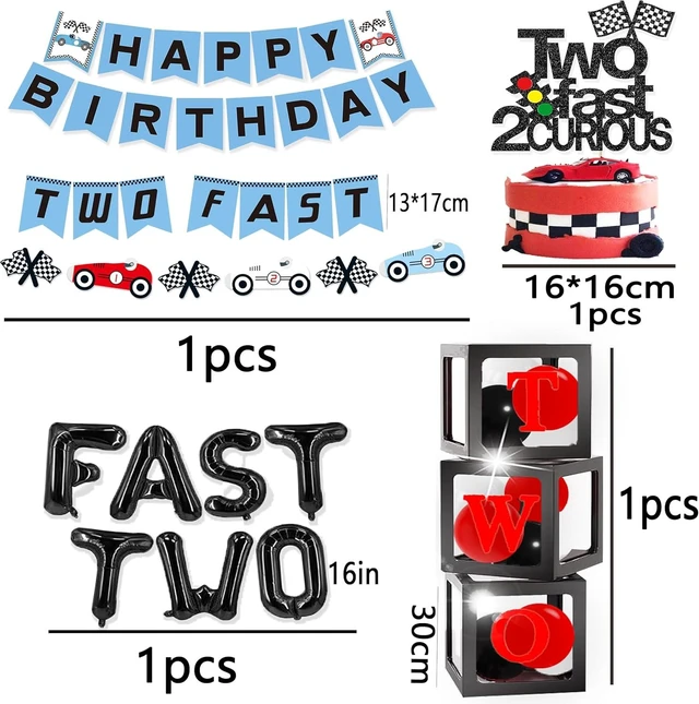 Alt view image 7 of 10 - 2 Fast Birthday DecorationsTwo Fast 2 Curious Racing 2nd Birthday Decorfor Boys Girls 2nd Bday Racing Themed Car Decoration Party Supplies