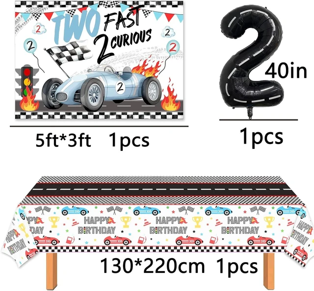 Alt view image 8 of 10 - 2 Fast Birthday DecorationsTwo Fast 2 Curious Racing 2nd Birthday Decorfor Boys Girls 2nd Bday Racing Themed Car Decoration Party Supplies