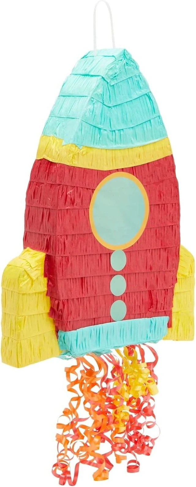 Alt view image 14 of 14 - BLUE PANDA Rocket Ship Pull String Pinata for Space Birthday Decorations, Party Supplies & Outer Space Party Decor - 16.5 x 12.5 x 3 In, Red