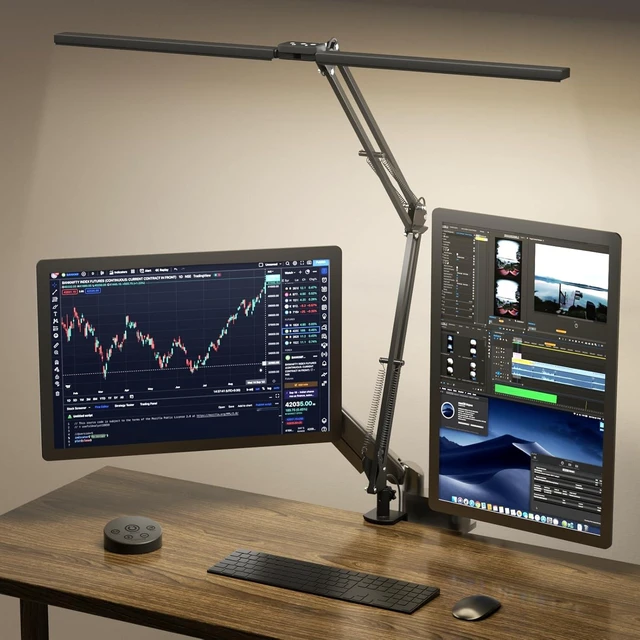 Alt view image 8 of 14 - SKYLEO Led Desk Lamp for Home Office - 2400LM Ultra Bright Desk Light -Eye Caring Desk Lamp with Clamp - Adjustable Office Lamp with Remote Control- Easy Installation - 24W Black