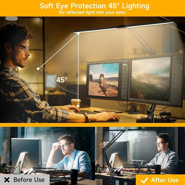 Alt view image 11 of 14 - SKYLEO Led Desk Lamp for Home Office - 2400LM Ultra Bright Desk Light -Eye Caring Desk Lamp with Clamp - Adjustable Office Lamp with Remote Control- Easy Installation - 24W Black