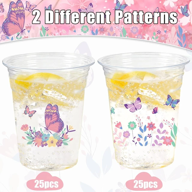 Alt view image 11 of 14 - 50 Pieces Butterfly Plastic Cups, 12 Oz Butterflies Floral Plastic Clear Disposable Drinking Cups for Spring Summer Party Favor Baby Shower Birthday Wedding Party Supplies