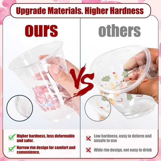 Alt view image 13 of 14 - 50 Pieces Butterfly Plastic Cups, 12 Oz Butterflies Floral Plastic Clear Disposable Drinking Cups for Spring Summer Party Favor Baby Shower Birthday Wedding Party Supplies