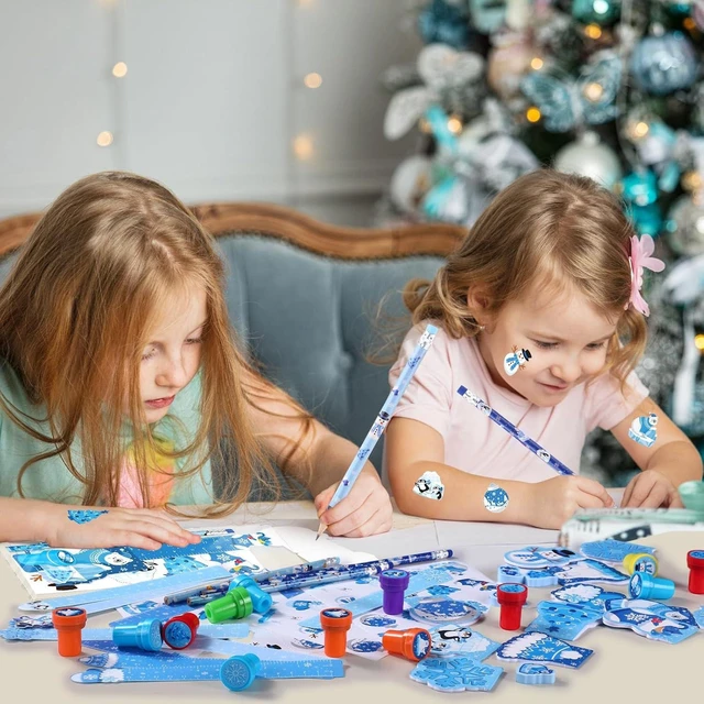 Alt view image 10 of 12 - Faccito 168 Pcs Winter Party Favors Snowflake Party Supplies Winter Wonderland Stationery Set Notebook Sticker Stamper Eraser Ruler Pencil for Christmas Baby Shower Birthday Gift Prize