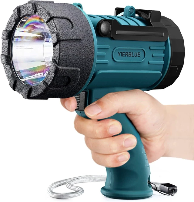 Alt view image 8 of 14 - YIERBLUE Rechargeable Spotlight Flashlight with 2000000 High Lumen LED, IP67 Waterproof Long Running Spot Light searchlight, Impact Resistant Handheld Spotlight with Foldable Stand Red Lens