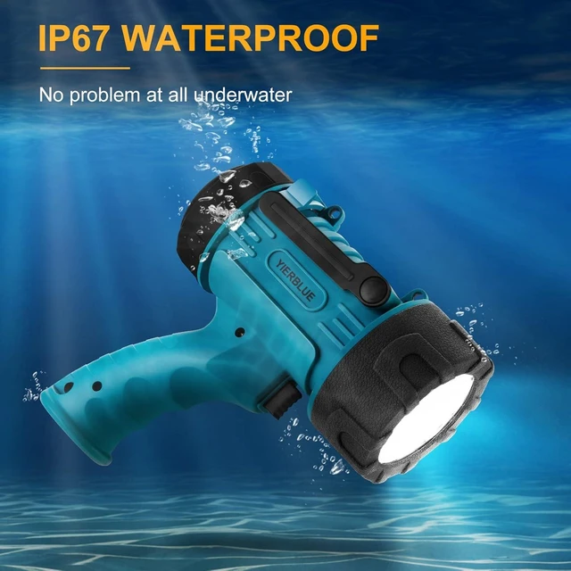 Alt view image 10 of 14 - YIERBLUE Rechargeable Spotlight Flashlight with 2000000 High Lumen LED, IP67 Waterproof Long Running Spot Light searchlight, Impact Resistant Handheld Spotlight with Foldable Stand Red Lens