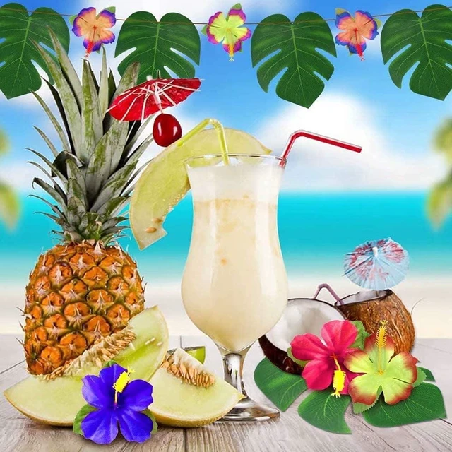 Alt view image 9 of 14 - 126Pcs Luau Party Decorations Supplies Tropical Palm Leaves Hibiscus Flowers Simulation Artificial Leaf for Hawaiian Luau Safari Parties Jungle Beach Theme BBQ Birthday Party Decorations Table Décor