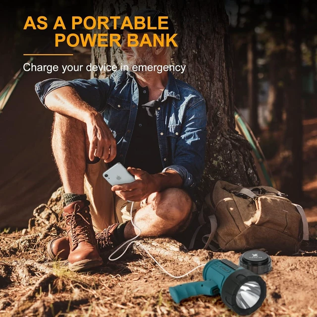 Alt view image 14 of 14 - YIERBLUE Rechargeable Spotlight Flashlight with 2000000 High Lumen LED, IP67 Waterproof Long Running Spot Light searchlight, Impact Resistant Handheld Spotlight with Foldable Stand Red Lens
