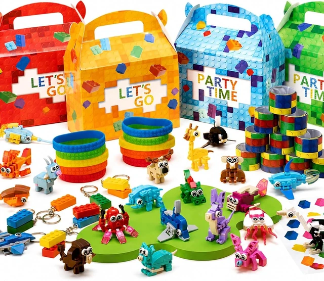 Alt view image 8 of 14 - 84 Pcs Building Blocks Party Favors with Animal Building Blocks for Kids Birthday Party Supplies