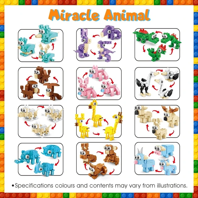 Alt view image 11 of 14 - 84 Pcs Building Blocks Party Favors with Animal Building Blocks for Kids Birthday Party Supplies