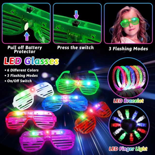 Alt view image 12 of 14 - 156Pcs Glow In The Dark Party Supplies for Kids/Adults, 4th of July Light Up Accessories LED Bracelet Necklaces Glasses Headband Glow Sticks Bulk Party Pack Neon Disco Birthday Pool Party Decorations