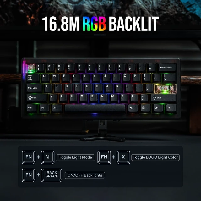 Alt view image 12 of 14 - MechLands CIDOO QK61 V2 VIA Programmable 60% Compact Keyboard, USB-C/BT5.0/2.4Ghz Wireless, Hot Swappable Custom Mechanical Keyboard with Gasket Mounted, PC Plate, 3000mAh Battery for Win/Mac (Black)