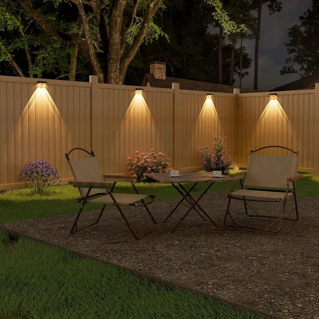 Alt view image 8 of 12 - NIORSUN Solar Fence Lights,8 Pack Solars Deck Light,Warm White Color,Outdoor Bulb Waterproof Led IP65,Power Patio Lamp with Lenses for Outside/Backyard/Railing/Yard(Black)