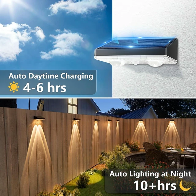 Alt view image 9 of 12 - NIORSUN Solar Fence Lights,8 Pack Solars Deck Light,Warm White Color,Outdoor Bulb Waterproof Led IP65,Power Patio Lamp with Lenses for Outside/Backyard/Railing/Yard(Black)