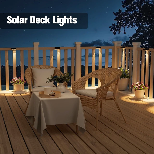 Alt view image 11 of 12 - NIORSUN Solar Fence Lights,8 Pack Solars Deck Light,Warm White Color,Outdoor Bulb Waterproof Led IP65,Power Patio Lamp with Lenses for Outside/Backyard/Railing/Yard(Black)