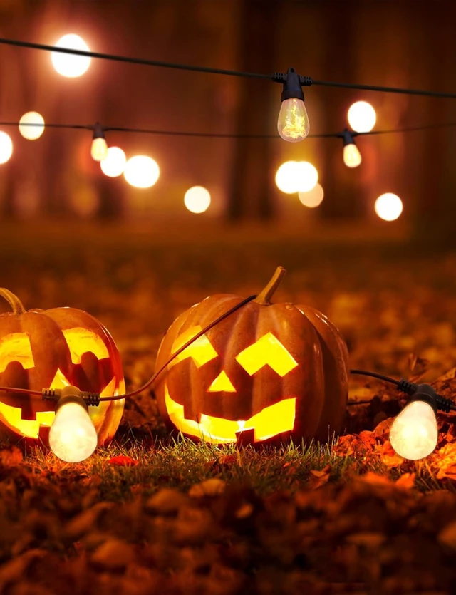 Alt view image 11 of 14 - Brightech Ambience Pro Solar Powered LED Outdoor String Lights - 27 Ft Commercial Waterproof Patio Lights with Flaming, Flickering Bulbs - Shatterproof String Lights for Your Halloween, Porch, Deck