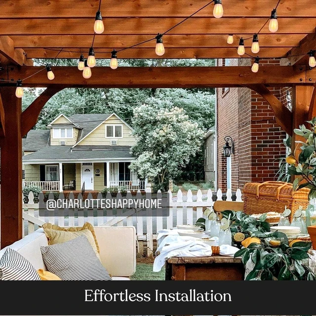 Alt view image 14 of 14 - Brightech Ambience Pro Solar Powered LED Outdoor String Lights - 27 Ft Commercial Waterproof Patio Lights with Flaming, Flickering Bulbs - Shatterproof String Lights for Your Halloween, Porch, Deck