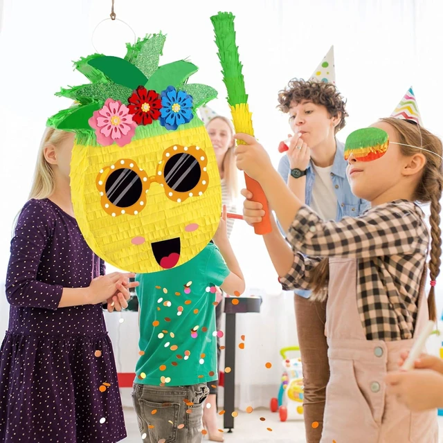 Alt view image 14 of 14 - Pineapple Pinata Summer Pinata with Stick & Blindfold large funny Pinatas Fruit Party Decorations Pineapple Games for Hawaiian Tropical Luau Pool Party Supplies