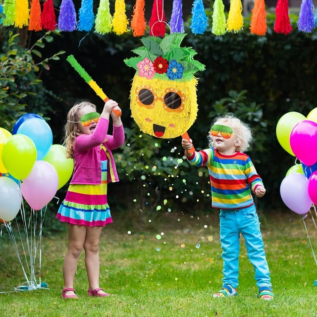 Alt view image 9 of 14 - Pineapple Pinata Summer Pinata with Stick & Blindfold large funny Pinatas Fruit Party Decorations Pineapple Games for Hawaiian Tropical Luau Pool Party Supplies