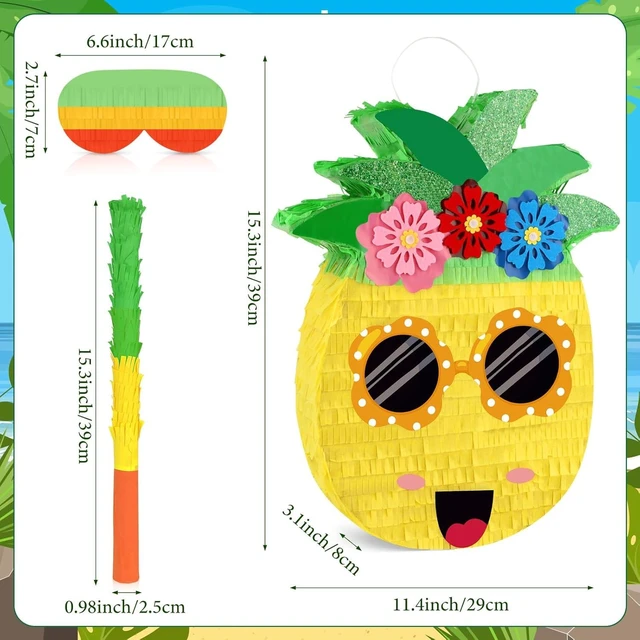 Alt view image 10 of 14 - Pineapple Pinata Summer Pinata with Stick & Blindfold large funny Pinatas Fruit Party Decorations Pineapple Games for Hawaiian Tropical Luau Pool Party Supplies