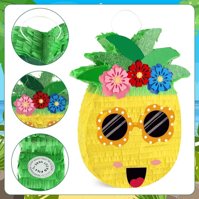 Alt view image 11 of 14 - Pineapple Pinata Summer Pinata with Stick & Blindfold large funny Pinatas Fruit Party Decorations Pineapple Games for Hawaiian Tropical Luau Pool Party Supplies
