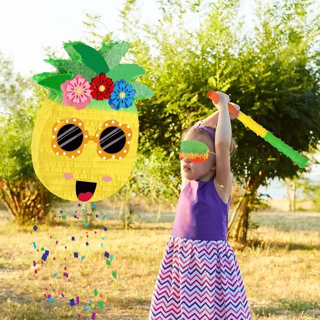 Alt view image 12 of 14 - Pineapple Pinata Summer Pinata with Stick & Blindfold large funny Pinatas Fruit Party Decorations Pineapple Games for Hawaiian Tropical Luau Pool Party Supplies