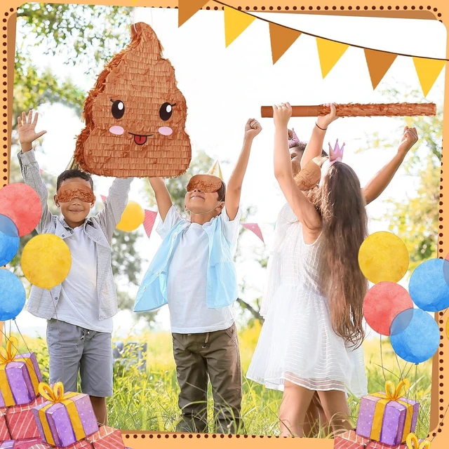 Alt view image 10 of 14 - Sratte Poop Piñata Bundle 16 Inches Tall Funny Poop Emoticon Piñata with Blindfold and Bat and Confetti for Birthday Happy Party Decorations Kids Birthday Supplies Party Favors