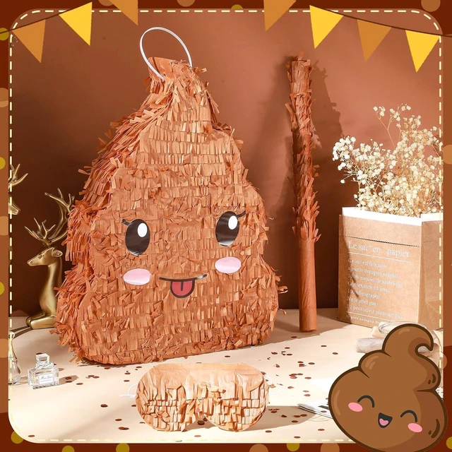 Alt view image 13 of 14 - Sratte Poop Piñata Bundle 16 Inches Tall Funny Poop Emoticon Piñata with Blindfold and Bat and Confetti for Birthday Happy Party Decorations Kids Birthday Supplies Party Favors