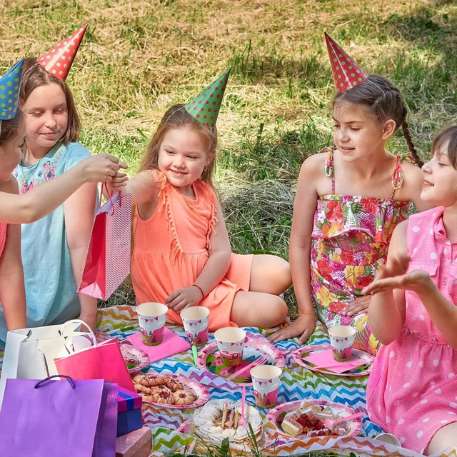 Alt view image 11 of 14 - Zubebe 120 Pcs Pink Camping Party Supplies for 24 Guests: 48 Plates, 24 Cups, 24 Napkins, 24 Forks - Camping Theme, Disposable, Lightweight