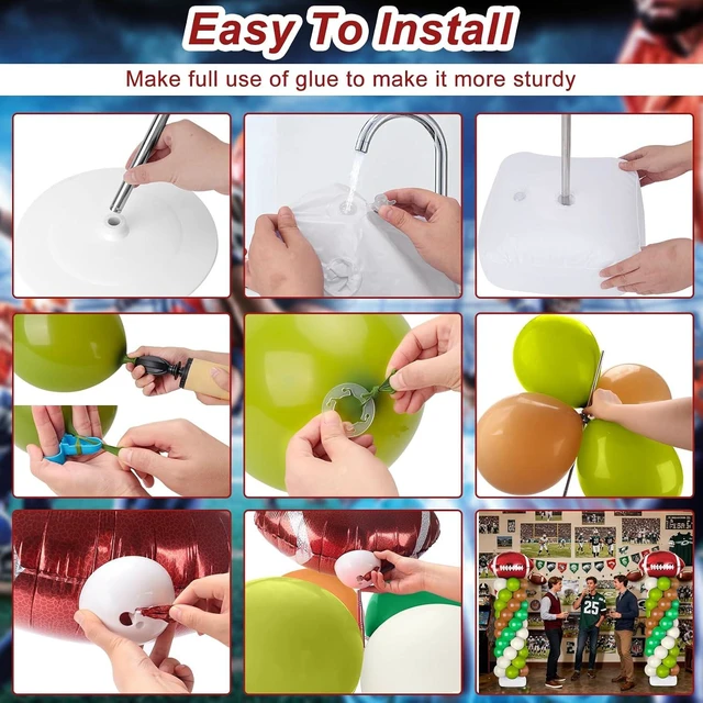 Alt view image 10 of 14 - 2 Sets Football Balloon Column Stand Kit Football Balloon Arch with Adjustable Stands Tower Kit 100 Latex Balloons Foil Balloons for Football Birthday Party Decorations