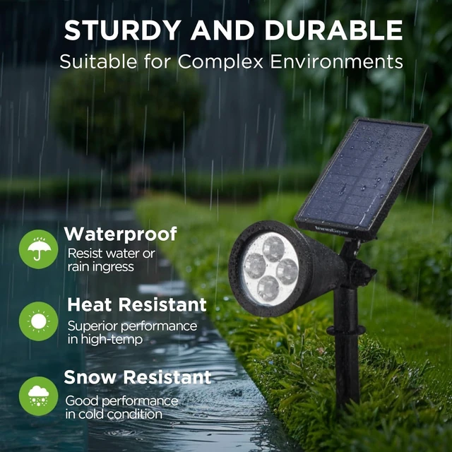 Alt view image 12 of 14 - InnoGear Solar Lights Outdoor Waterproof Solar Garden Light for Outside Yard Landscape Lighting Pathway Spot Lights Spotlight Wall Light Auto On/Off, Pack of 4 (Warm White)