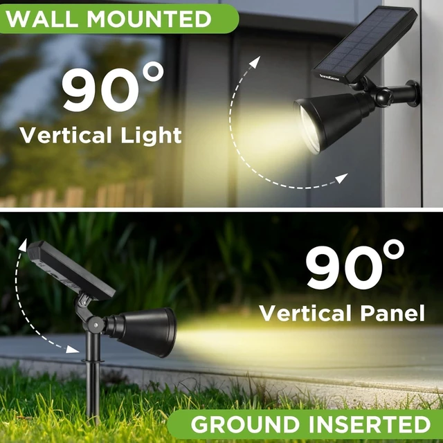 Alt view image 13 of 14 - InnoGear Solar Lights Outdoor Waterproof Solar Garden Light for Outside Yard Landscape Lighting Pathway Spot Lights Spotlight Wall Light Auto On/Off, Pack of 4 (Warm White)