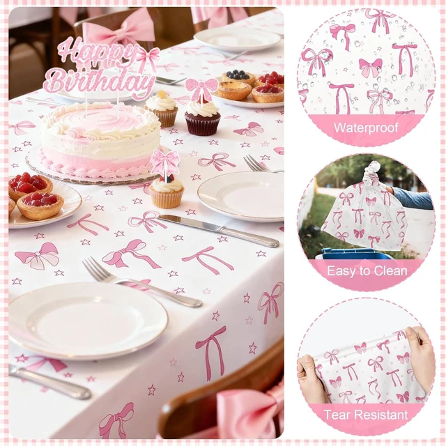 Alt view image 12 of 14 - 22nd Pink Birthday Decorations for Women, Pink Bow Coquette Birthday Decoration Party Supplies Includes Fringe Curtain, Number balloons, Bow Cake Topper, Banner, Hanging Swirls