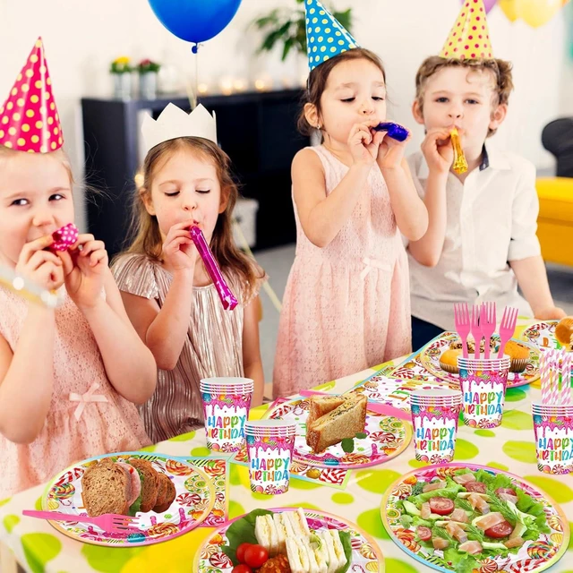 Alt view image 11 of 12 - Avezano 192 Pcs Candyland Party Decorations Lollipop Dessert Theme Birthday Party Decorations Disposable Candy Land Tableware Party Supplies Paper Plates Napkins Forks Set for 24 Guests