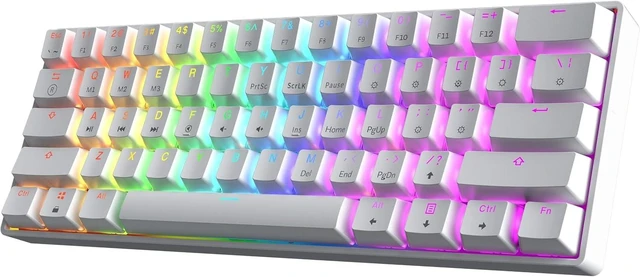 Alt view image 8 of 14 - HK GAMING GK61 60% v3 | Hotswap Mechanical Gaming Keyboard | 61 Keys Multi Color RGB LED Backlit for PC/Mac Gamer | US Layout (White, Gateron Optical Speed Yellow)