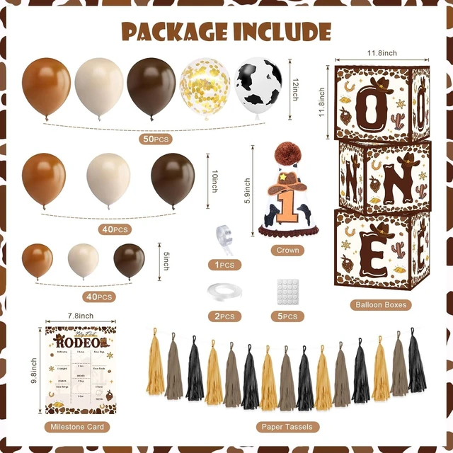 Alt view image 9 of 12 - My First Rodeo Decorations Boy, Western Cowboy 1st Birthday Party Decorations, Western Balloon Arch Kit Cowboy Party Supplies Backdrop Photo Banner Tablecloth for 1st Rodeo Birthday Party Decor Boy