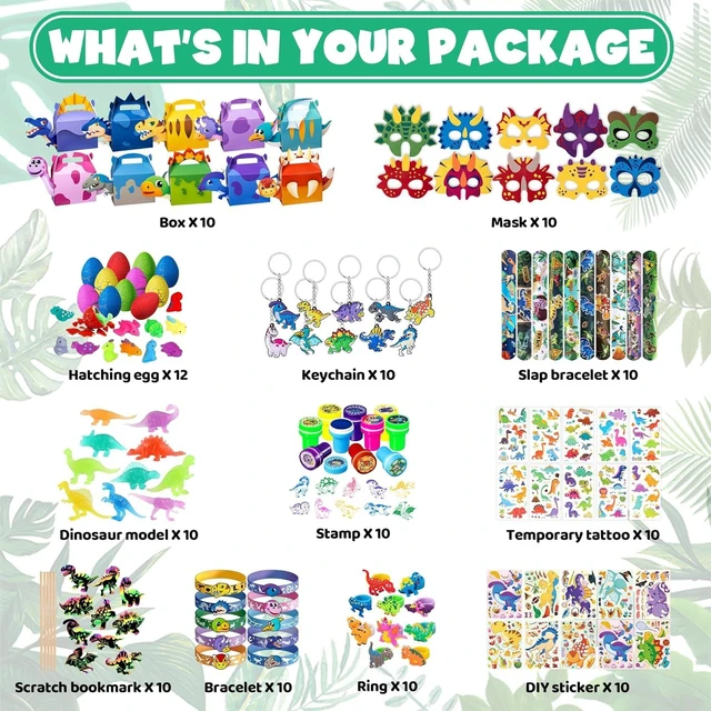 Alt view image 9 of 14 - DMIGHT Dinosaur Party Favors, Dinosaur Birthday Party Supplies, Dinosaur Goodie Bags for Kids Birthday, Dino Gifts Bags Fillers Stuffers, Dinosaur Themed Party Toys