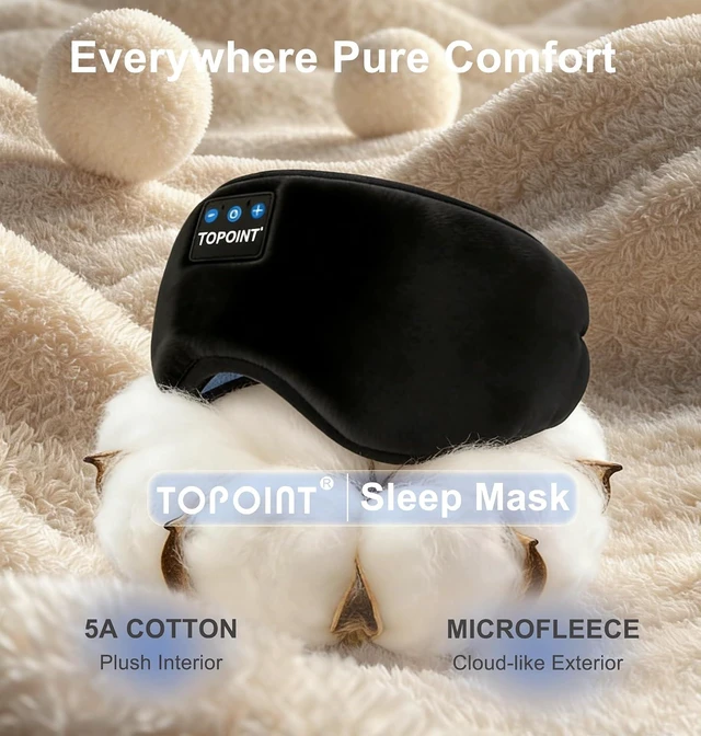 Alt view image 10 of 14 - TOPOINT Sleep Mask with Headphones Bluetooth 5.4 Wireless, Sleep Headphones Earphones Earbuds with Microphone HD Speakers Music, Blackout Eye Mask for Sleeping Travel Meditation Men Women Cool Gadgets