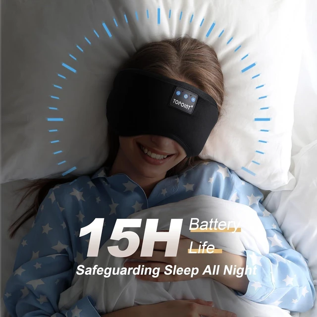 Alt view image 13 of 14 - TOPOINT Sleep Mask with Headphones Bluetooth 5.4 Wireless, Sleep Headphones Earphones Earbuds with Microphone HD Speakers Music, Blackout Eye Mask for Sleeping Travel Meditation Men Women Cool Gadgets
